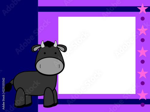 cute plush bull cartoon picture frame background in vector format