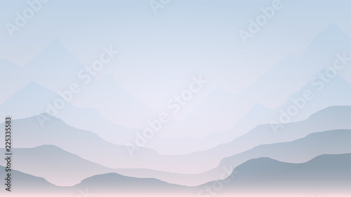Landscape banner with mountains. Abstract Hills silhouette template