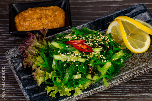 Bright green kaiso salad photo