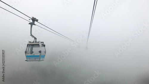 ngong ping cable car hong kong china in the rainy season and fog