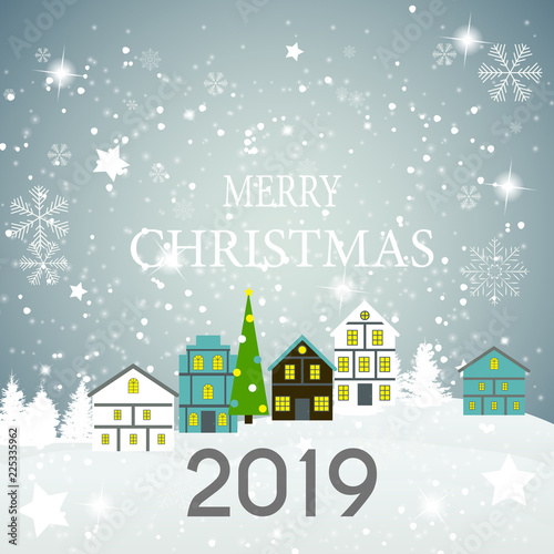 2019 Happy New Year and Marry Christmas Background. Vector Illustration