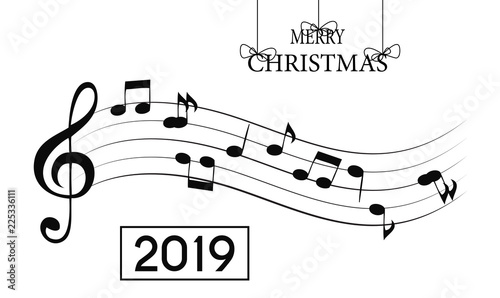 2019 Happy New Year and Marry Christmas Background. Vector Illustration