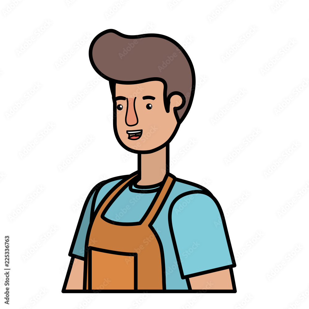 man gardener with apron avatar character