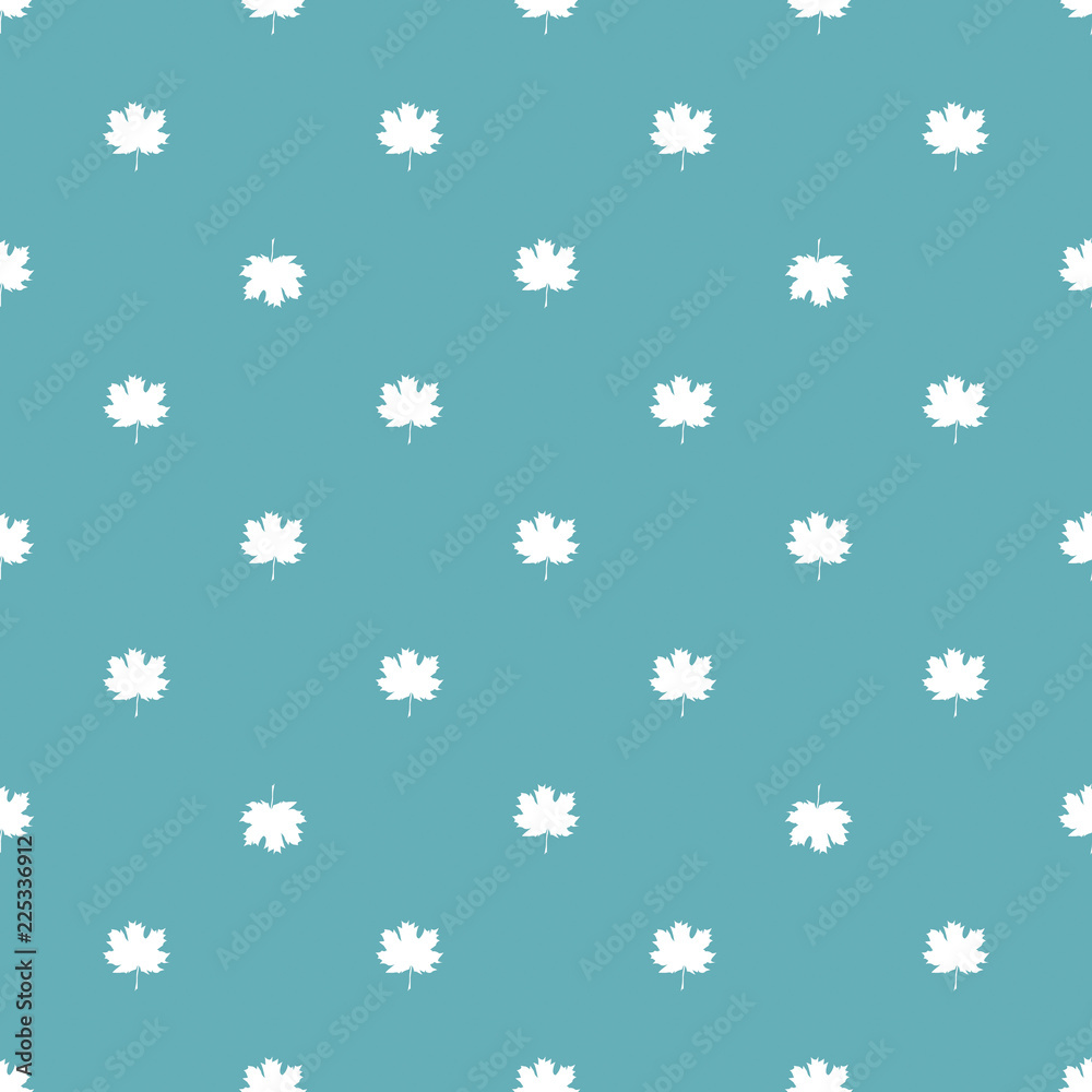 Seamless pattern with autumn maple leaves. White leaves on vintage blue background. Vector illustration Seamless pattern with autumn maple leaves. White leaves on vintage blue background. Vector illustration