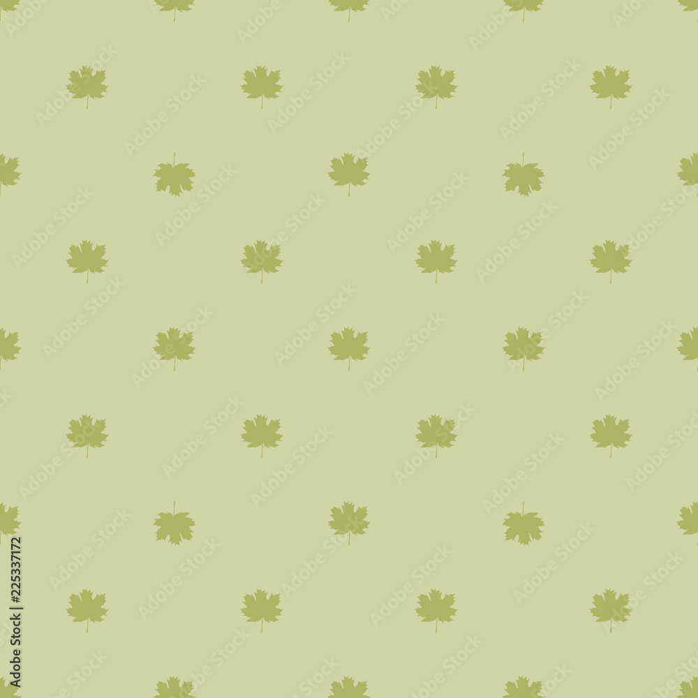 Seamless pattern with autumn maple leaves. Seamless pattern with autumn maple leaves. Green leaves on pastel light green background. Vector illustration