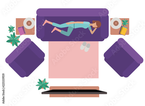 aerial view of woman resting avatar character