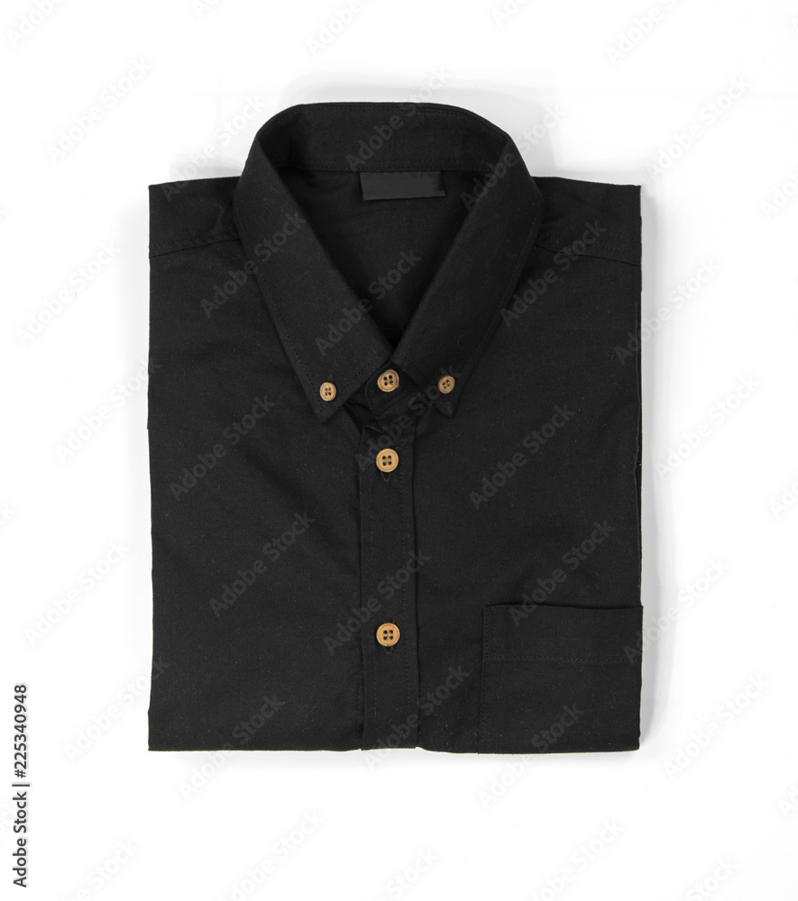 Men’s clothing. Business clothes for men with black shirt isolated on white background, Top view Men’s clothing. Business clothes for men with black shirt isolated on white background, Top view