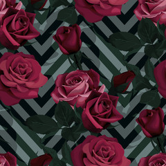 Papier peint photo Chevron patrons Roses rouges chevron fond sombre  © Лилия Судакова