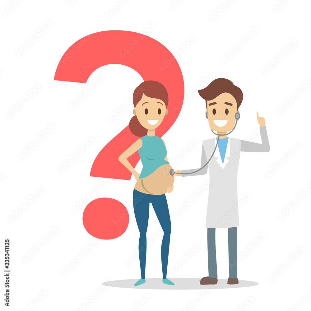 Pregnant woman visiting male doctor in hospital Pregnant woman visiting male doctor in hospital