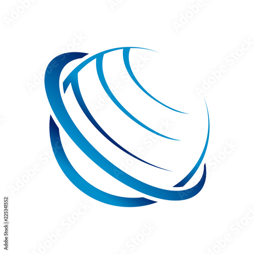 Global Communication Satellite Blue Circle Symbol Design