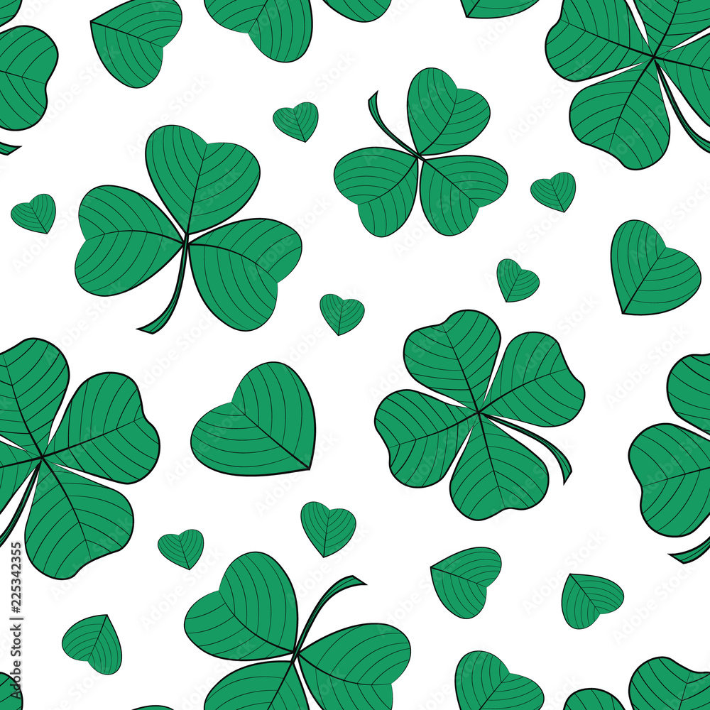 Clovers seamless pattern. Vector background. Clovers seamless pattern. Vector background.