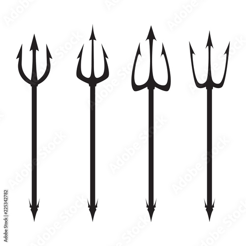 Poseidon's Trident set. Vector logo on white background.