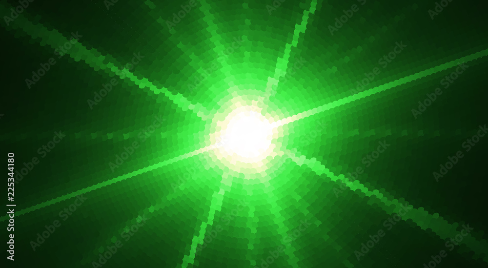 Green dotted background with flash. Vector graphics