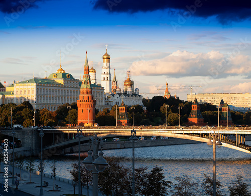 Russian Kremlin bridge city background