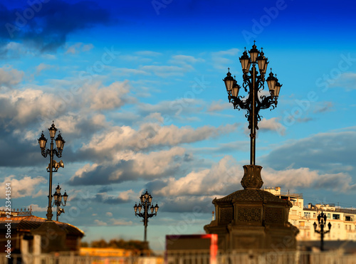 Moscow city lamp illumination background