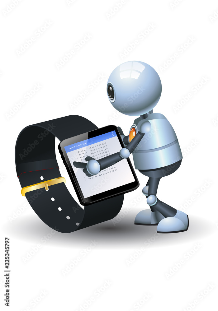 Naklejka premium little robot using new technology smart watch