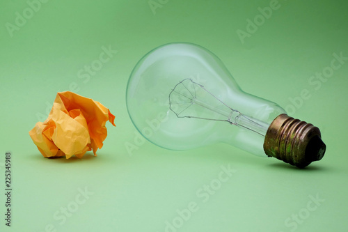 Crumpled Paper Balls Light Bulb, Research and Development, green technology 