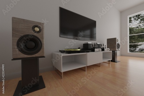 Music room design interior 3d rendering