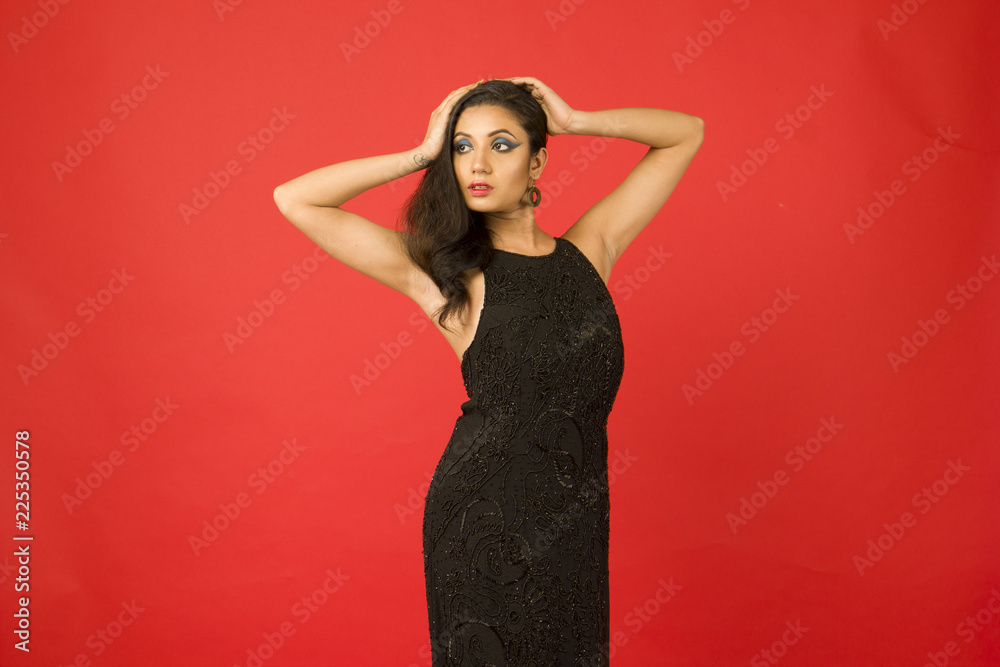 beautiful indian female model in a black gown beautiful indian female model in a black gown