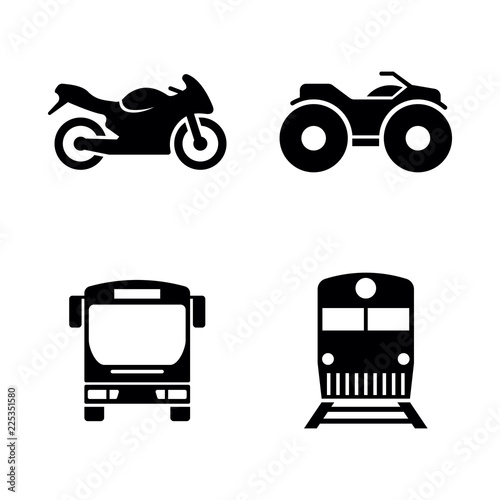 Public Transport. Simple Related Vector Icons Set for Video, Mobile Apps, Web Sites, Print Projects and Your Design. Public Transport icon Black Flat Illustration on White Background.