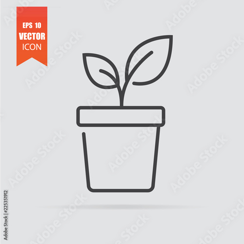 Plant icon in flat style isolated on grey background.