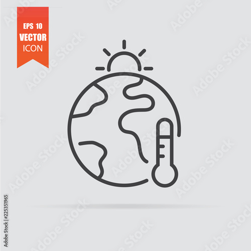 Global warming icon in flat style isolated on grey background.