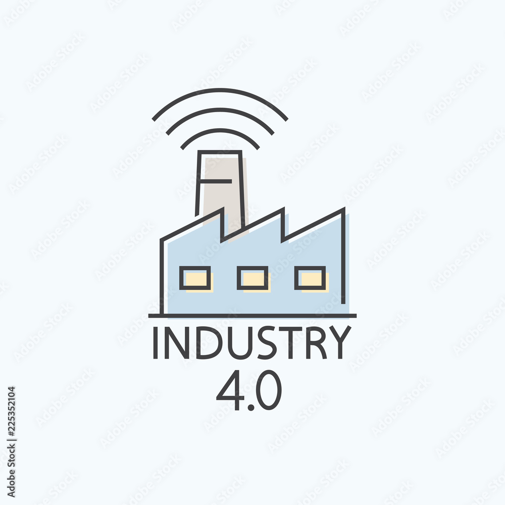 Industry 4.0 icon in flat style.