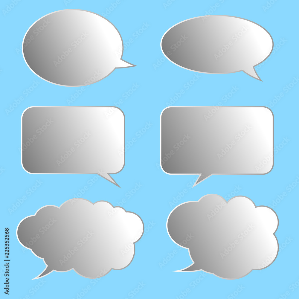 Vector set of stickers of speech bubbles. Blank empty speech bubbles Vector set of stickers of speech bubbles. Blank empty speech bubbles