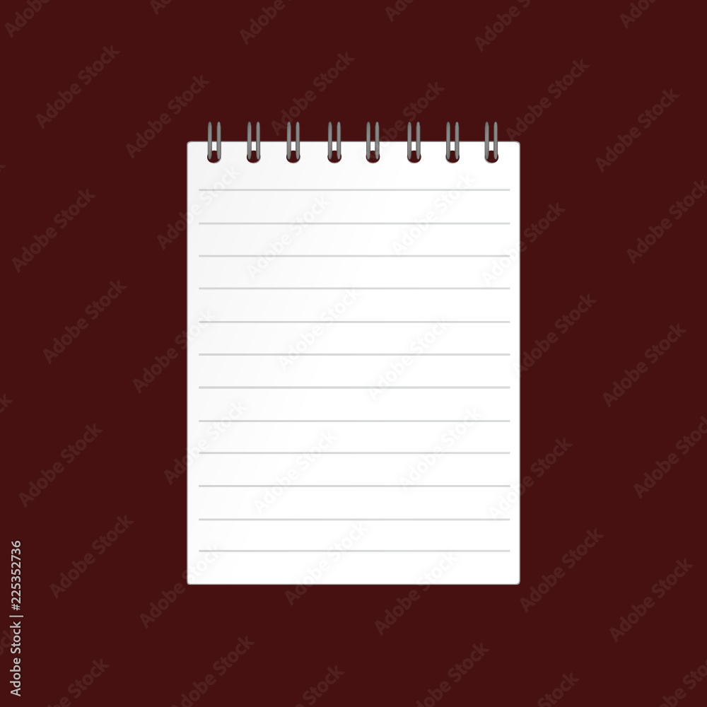 Template with spiral notebook . Vector on brown background. Diary for  business. The design of the cover of the laptop. A realistic notepad.  Office stationery. For notes Stock Vector | Adobe Stock