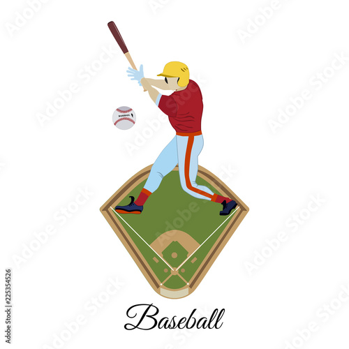 Baseball batter vector illustration in flat style