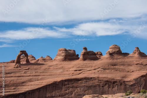 View of Delicate Arch in Arches National Park during a sunny day