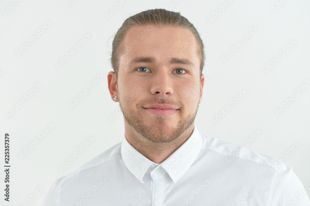 Portrait of handsome young man on white background Portrait of handsome young man on white background