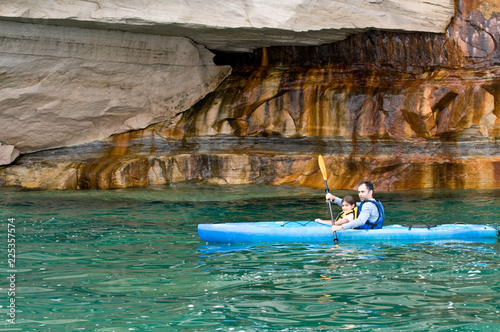 Father and daughter kayaking