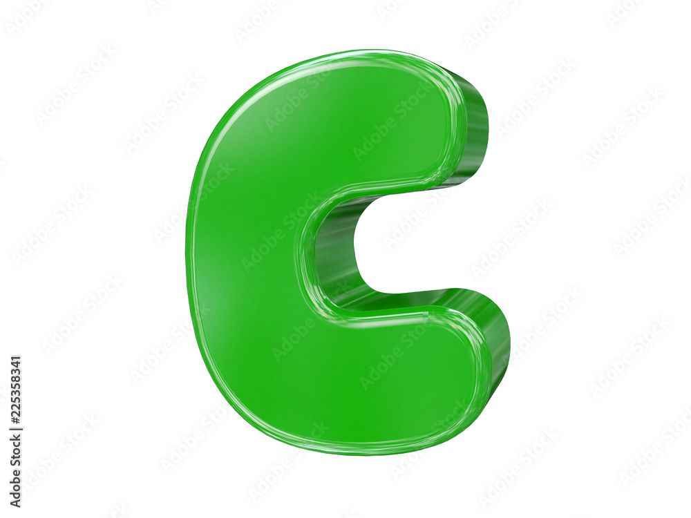 3D Plastic cartoon font. Children and kids school, 3d render Letter C 3D Plastic cartoon font. Children and kids school, 3d render Letter C