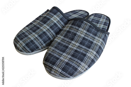 slippers for men,Pair of male house slippers isolated on white background