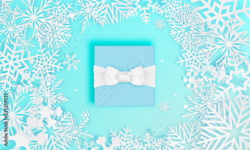 Gift box in winter sale theme with pastel color scheme