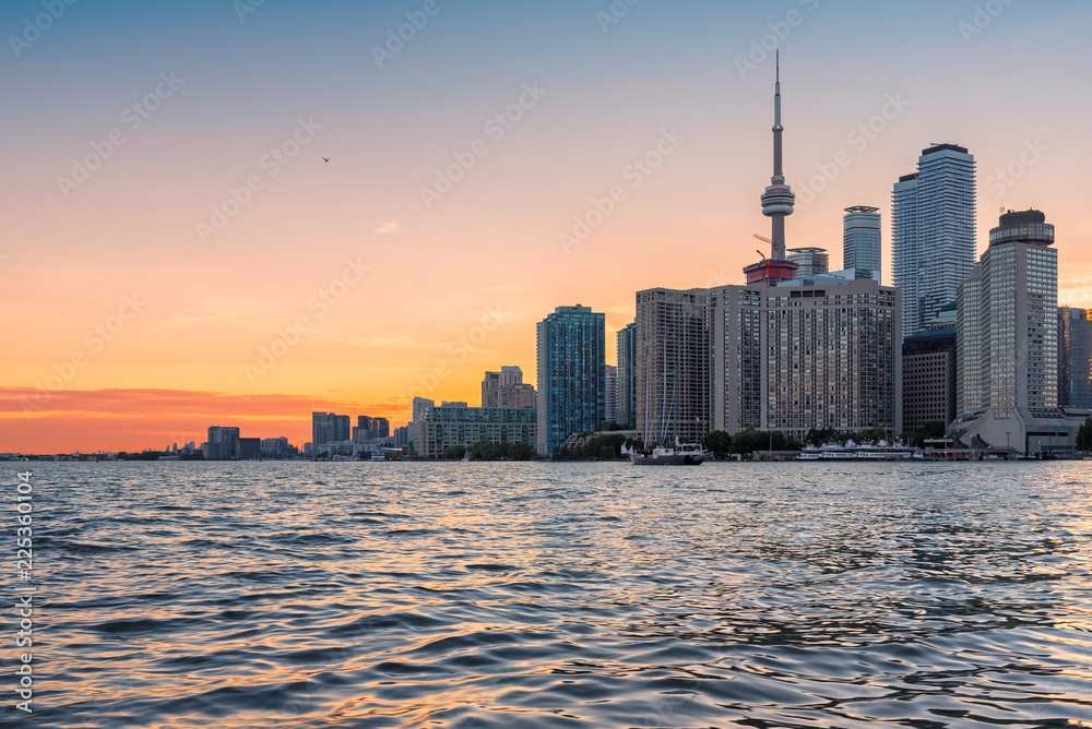 Toronto downtown skyline at sunset - Toronto, Ontario, Canada.  