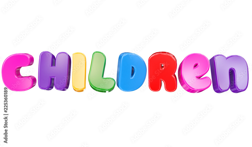 3D Plastic cartoon font. Children and kids school, 3d render children 3D Plastic cartoon font. Children and kids school, 3d render children