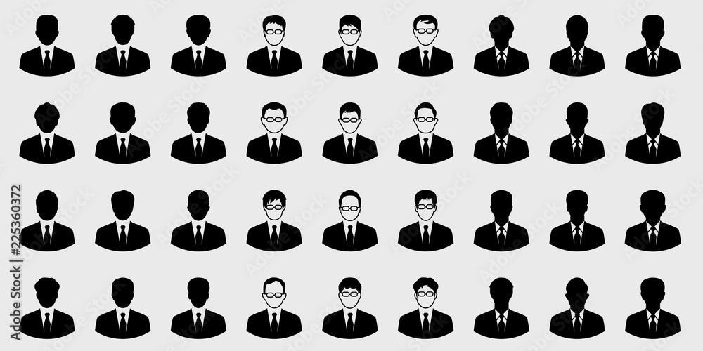 business man icons set and boss vector character on gray background business man icons set and boss vector character on gray background
