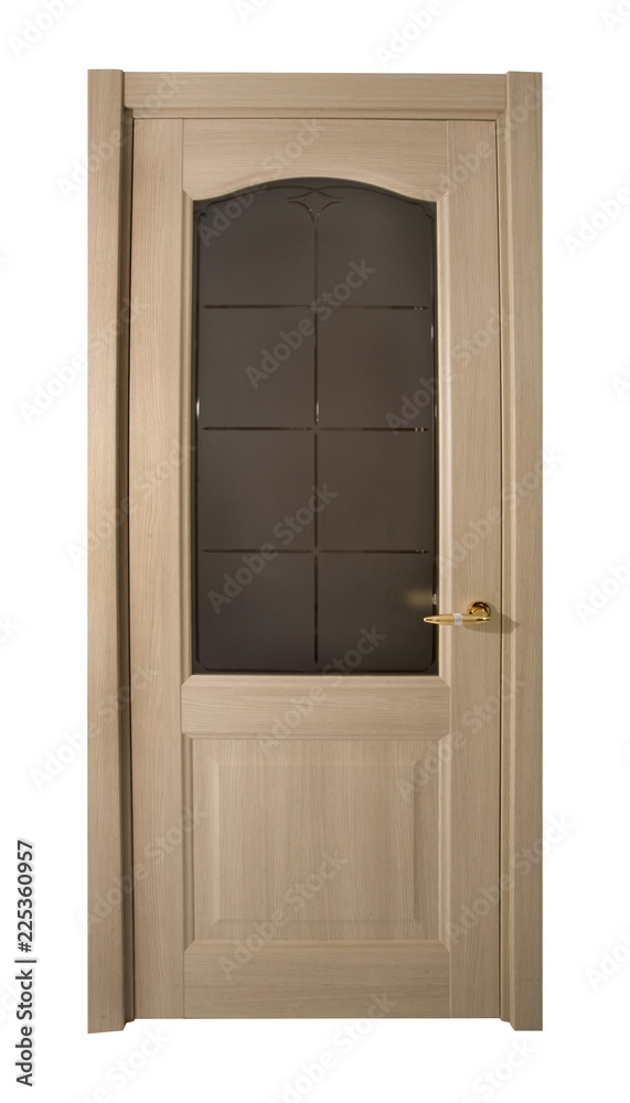 Modern interior wooden door on a white background.