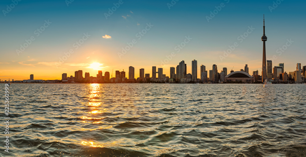 Panoramic view of Toronto City at sunset - Toronto, Ontario, Canada.