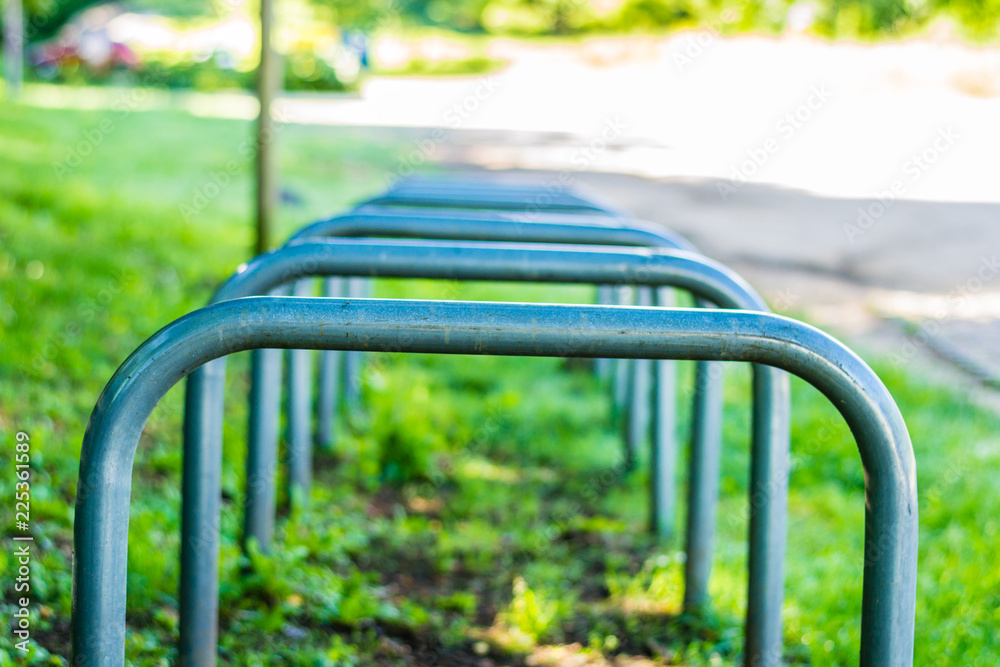 Metal parking area.