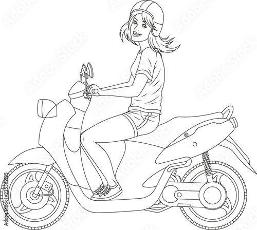 Girl rides a scooter