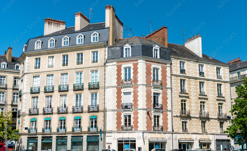 Typical french buildings in the city of Rennes