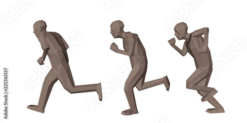 Low poly men running. Isola...