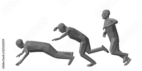 Low poly man falling. Isolated on white background. Vector illustration.