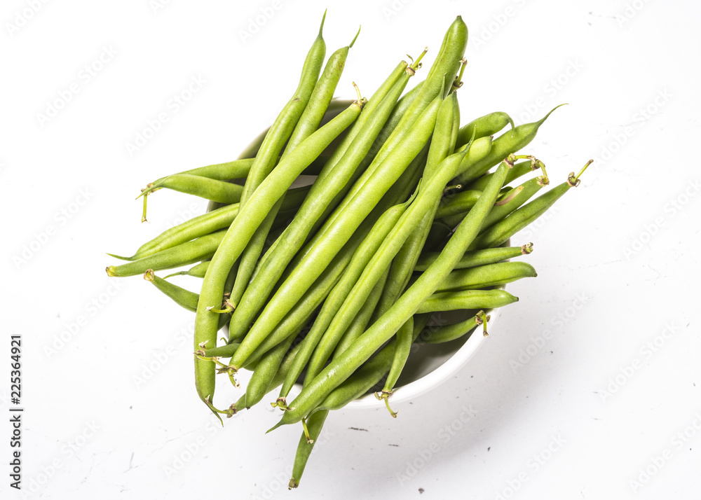 Green beans on white background. Green beans on white background.