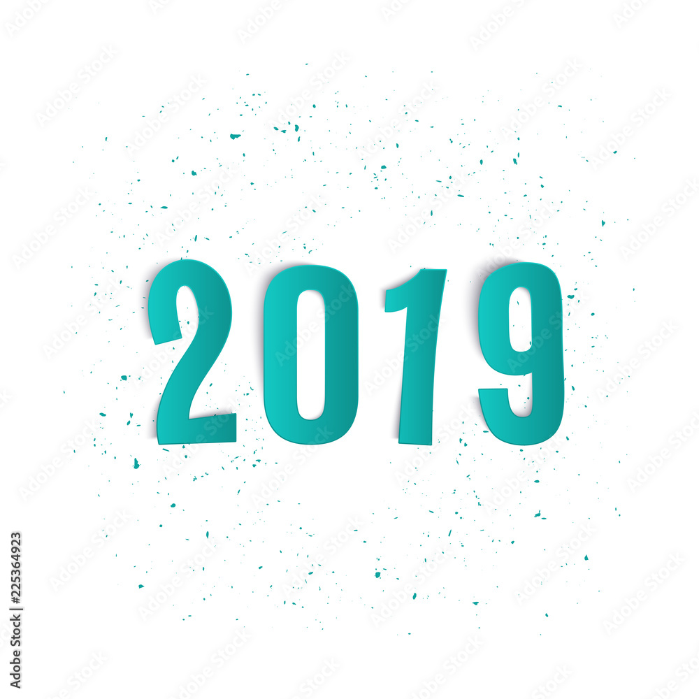 New 2019 year greeting postcard realistic paper text, vector illustration New 2019 year greeting postcard realistic paper text, vector illustration