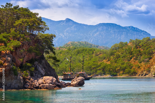 Beautiful sea and mountain view. Turkey. Antalya.