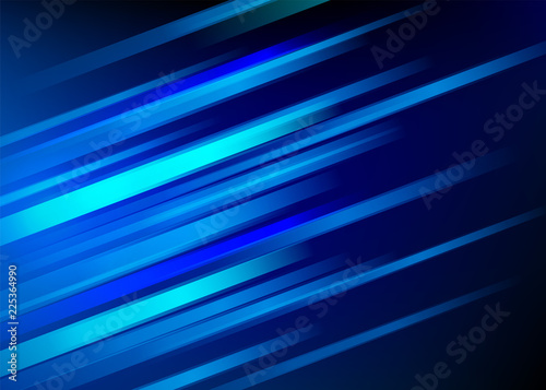 Abstract blue background with light diagonal lines. Speed motion design. Dynamic sport texture. Technology stream vector illustration.